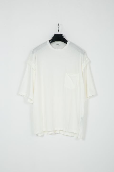 Hard Twist Cotton Oversize Layered Crew Neck T-shirt    / ホワイト 【STRUM】