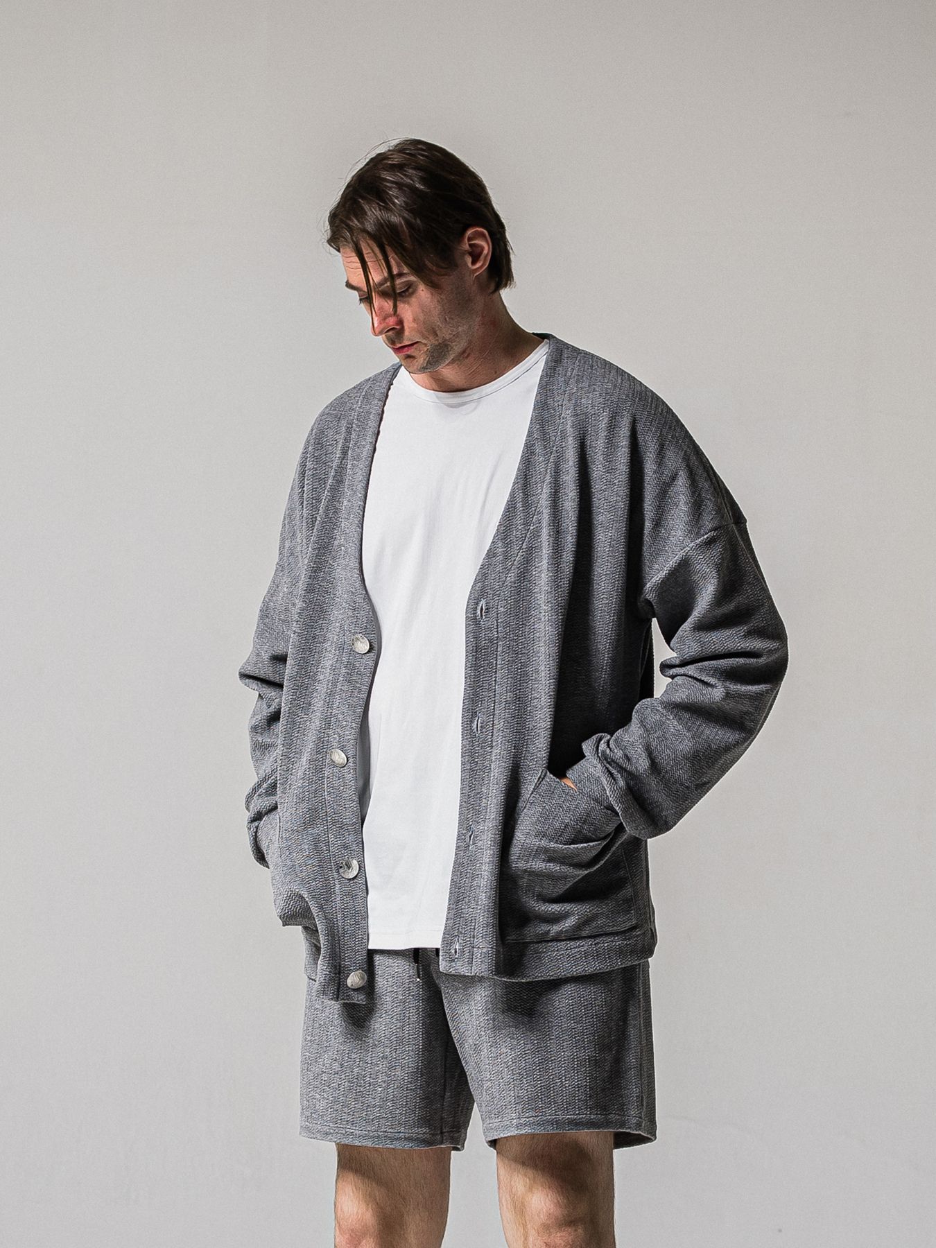 【予約品 11月16日(日) 締切】BLISTER KNIT C/D / ブリスターニットカーディガン  / グレー