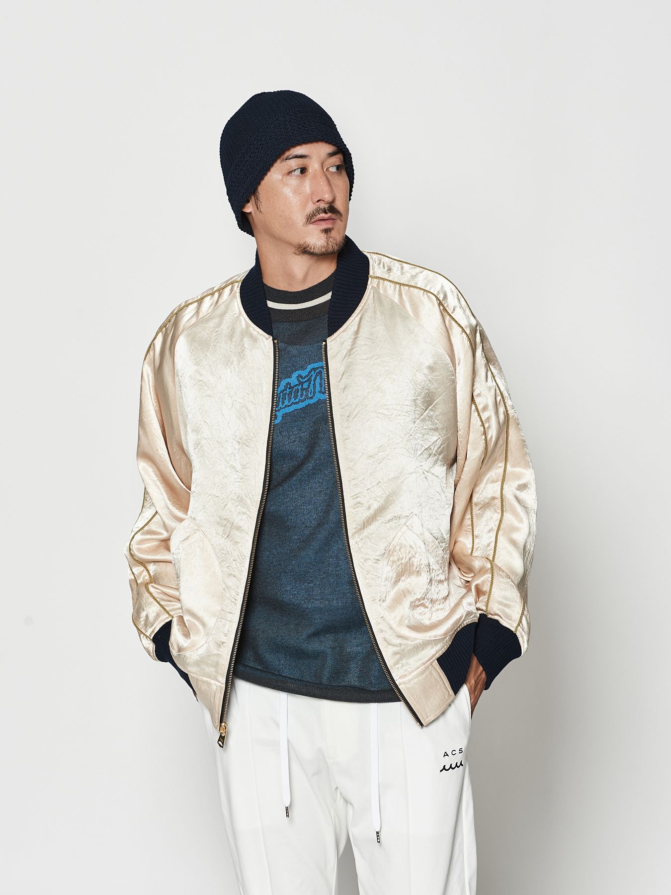 【予約品 10月9日(木) 締切】muta Souvenir Jacket / リバーシブル スーヴェニアジャケット / ブルー【Acanthus × muta MARINE】