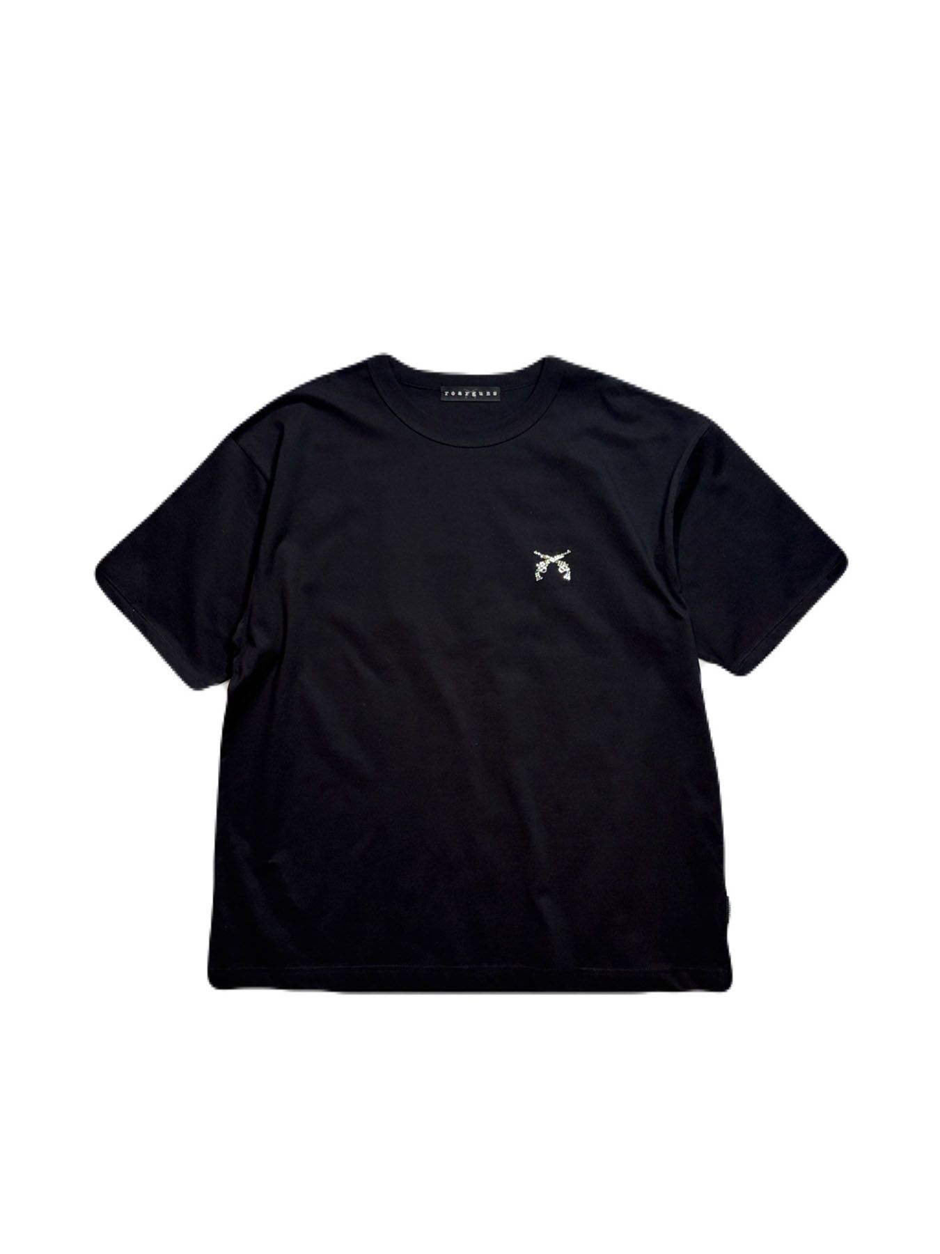 【予約品 3月9日(月) 18:00 締切】ORG/CO S/TEE MESS/SW / メッセージプリント クリスタルクロスガン オーガニックコットン Tシャツ / ブラック