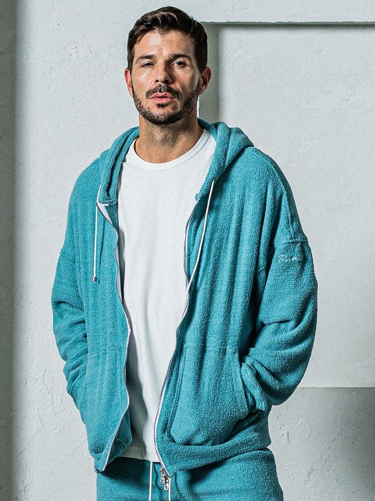 《予約11月17日19時締め》 MOLE YARN PILE zip loose hoodie / ジップフーディ / ブルーグリーン
