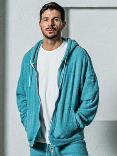 《予約11月17日19時締め》 MOLE YARN PILE zip loose hoodie / ジップフーディ / ブルーグリーン
