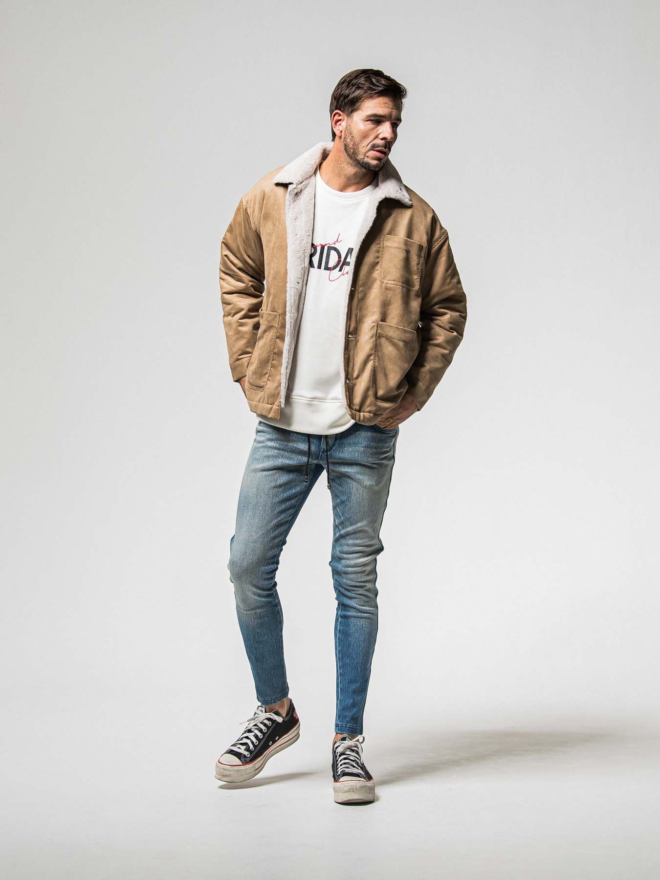 【予約品 8月31日(日) 締切】FRIDAY OLD LOGO VEROURS FLEECE TRAINER / FRIDAYコラボ オールドロゴ ベロアフリース トレーナー / ホワイト