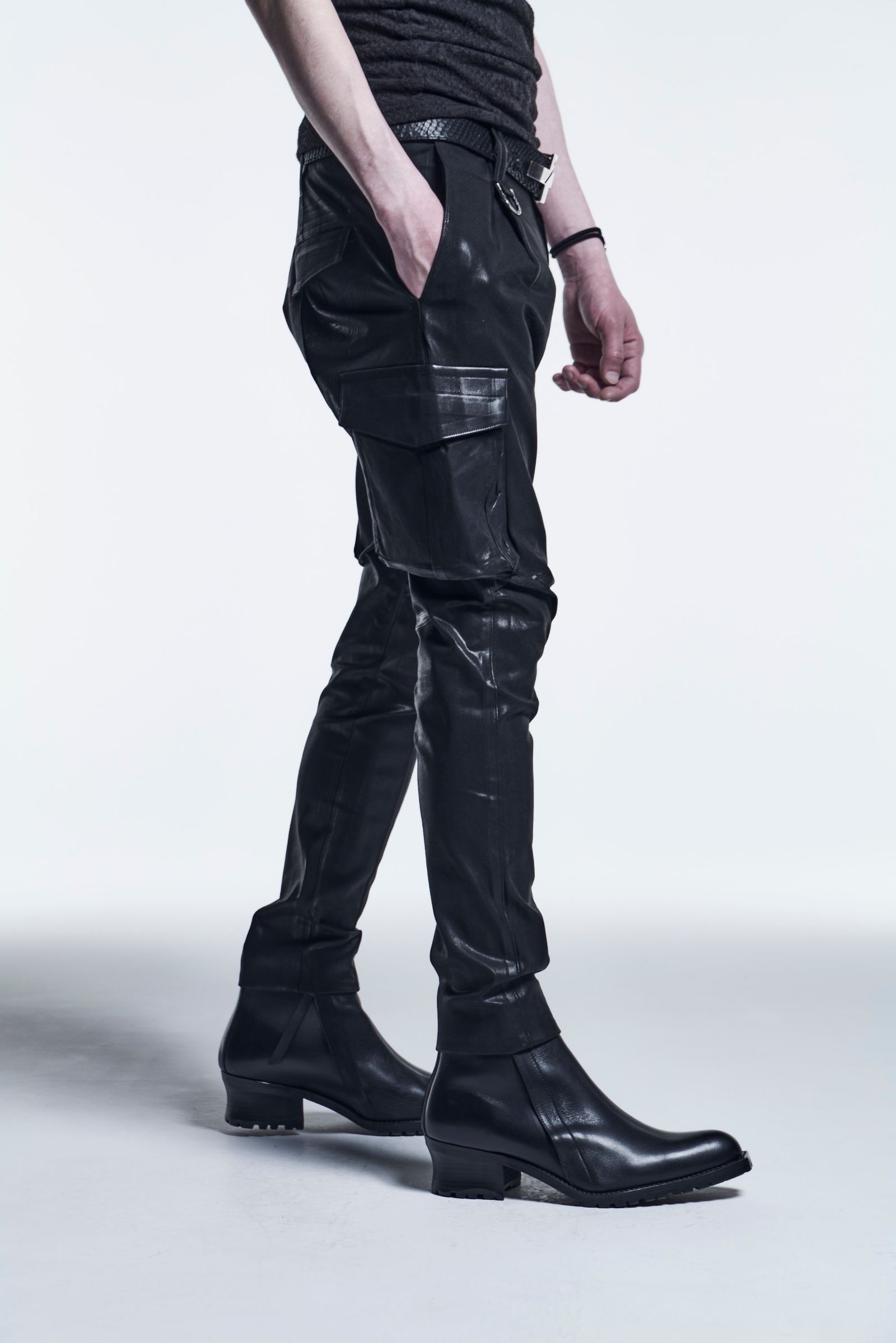 《予約品》 SlimCargoPants HighTensionJerseyCoating / Black 【kiryuyrik】 10月入荷予定