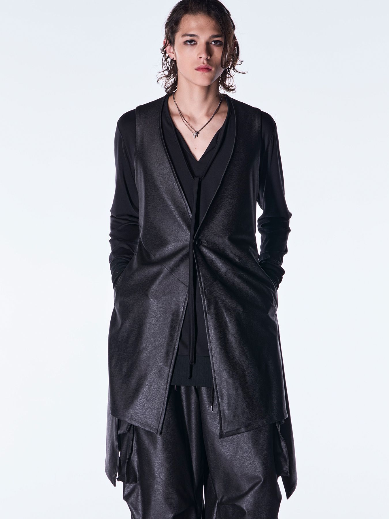 【予約品 6月29日(月) 締切】Emboss Silley Jersey Flare Vest / フレアベスト / ブラック