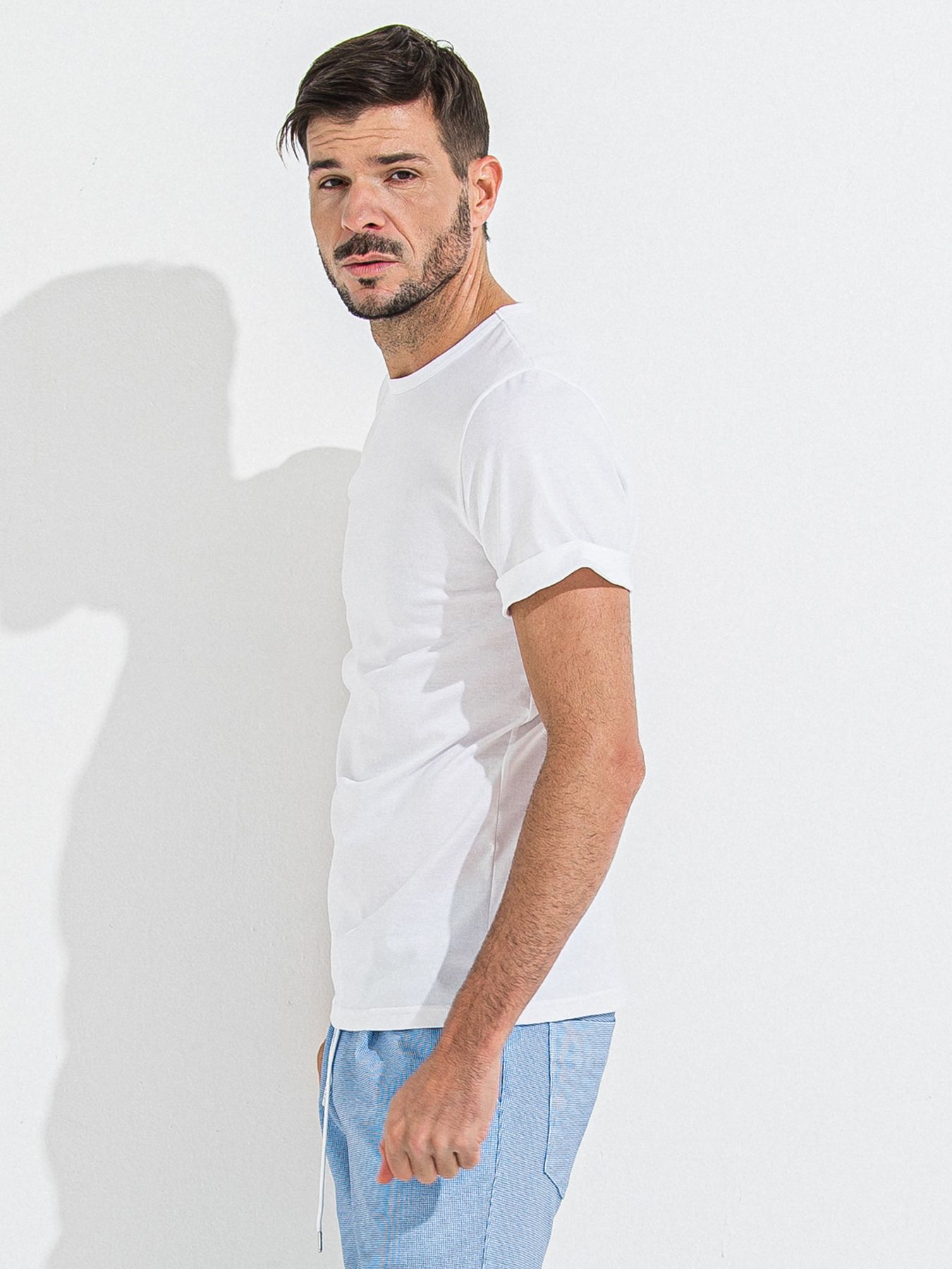 GIZA BASIC ROLL UP TEE / 無地白 ギザベーシックロールアップTシャツ / ホワイト