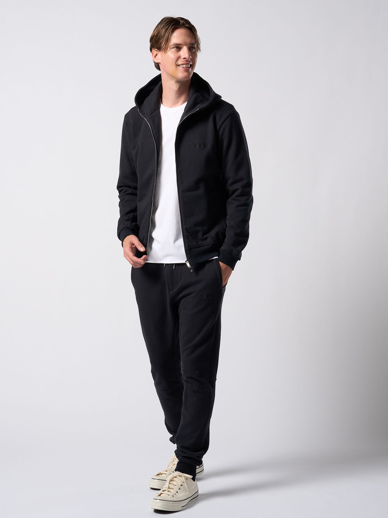 【予約品】muta × wjk collection：super urake zip-up parka / 裏毛ジップアップフーディ / ブラック
