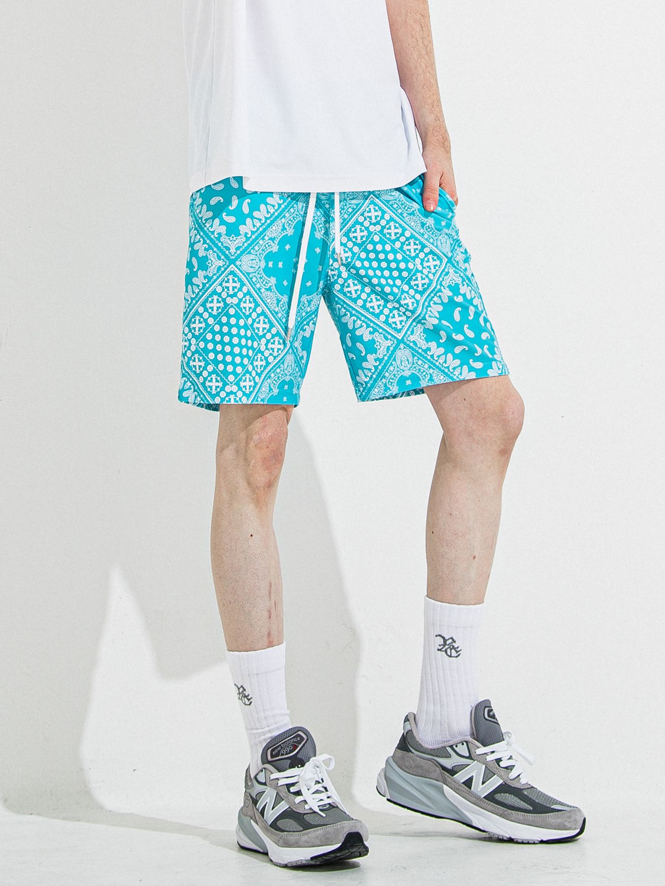 【予約品 】RASH SHORTS / ラッシュガード ショーツ / バンダナブルーグリーン