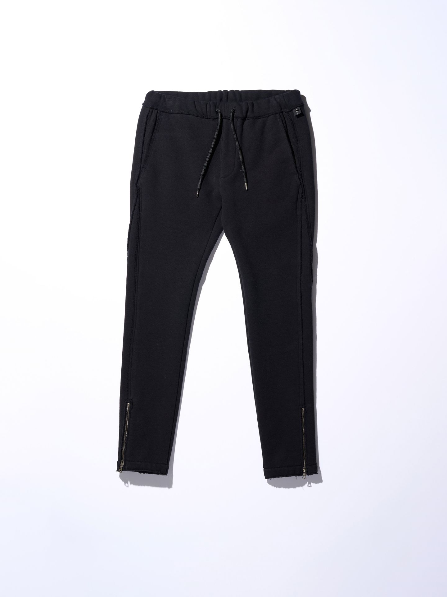 【予約品】 hem zip seam pants / スリムパンツ / ブラック