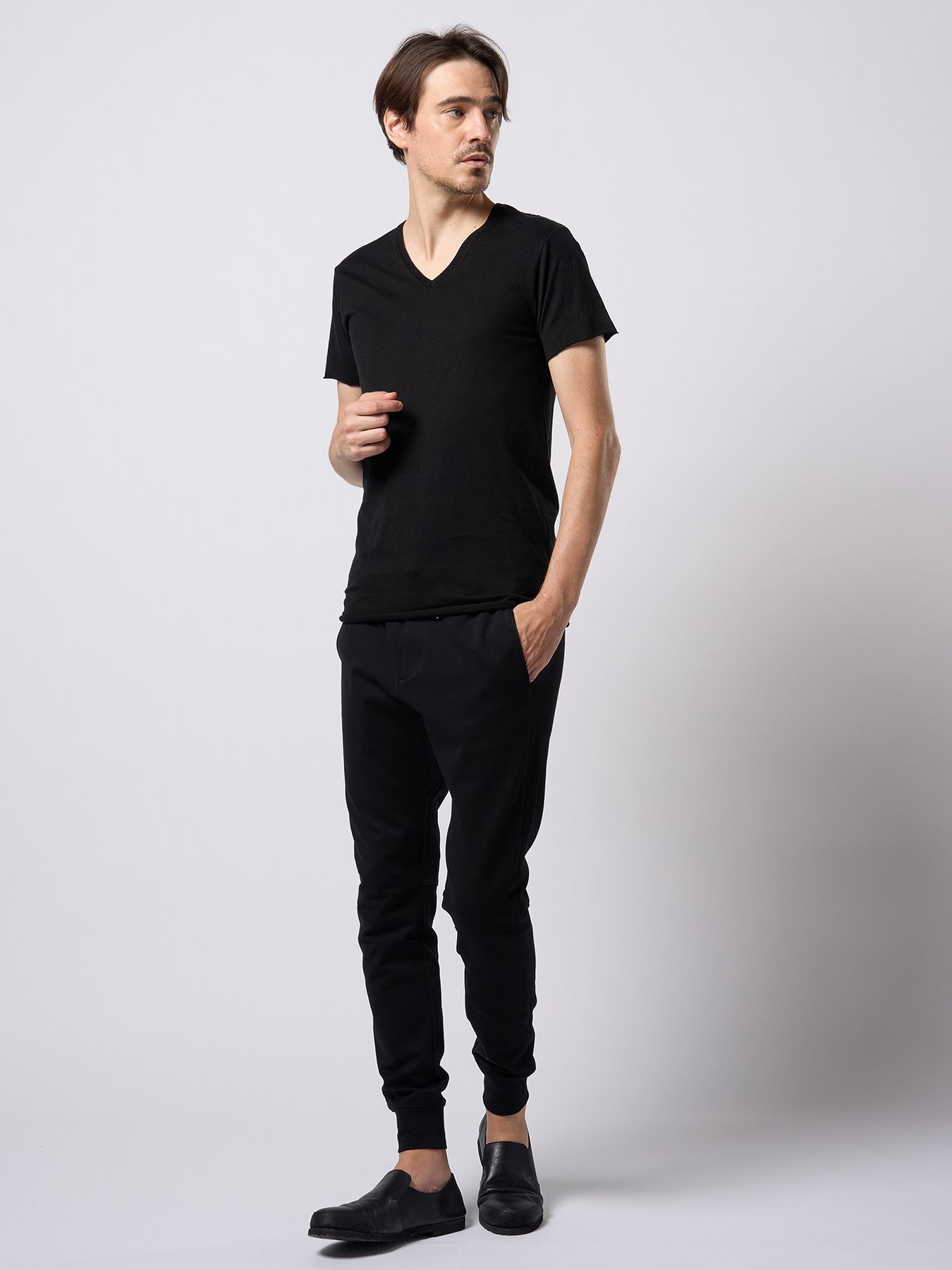 【予約品 9月23日(火) 締切】cut-off V-neck S/S / カットオフ Vネック ショートスリーブ / ディープブラック