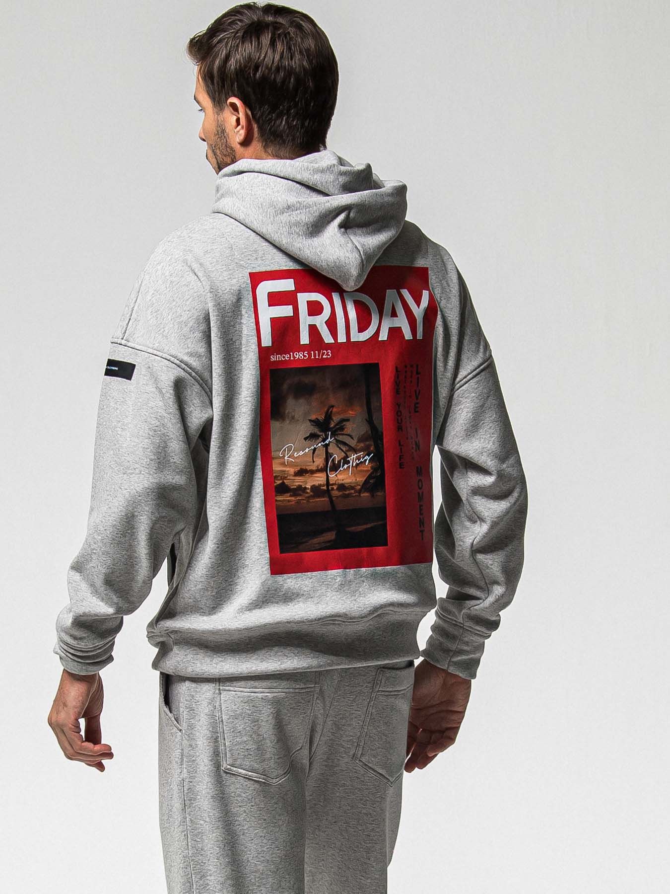 【予約品 8月31日(日) 締切】FRIDAY OLD COVER VEROURS FLEECE HOODIE / FRIDAYコラボ オールドカバー ベロアフリース フーディ / グレー