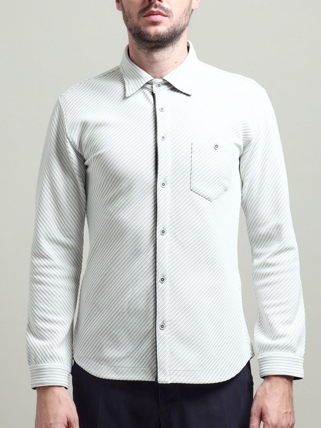 ブライトタックバイヤスレギュラーカラーシャツ / ホワイト 【HIDEAWAYS BLACK】