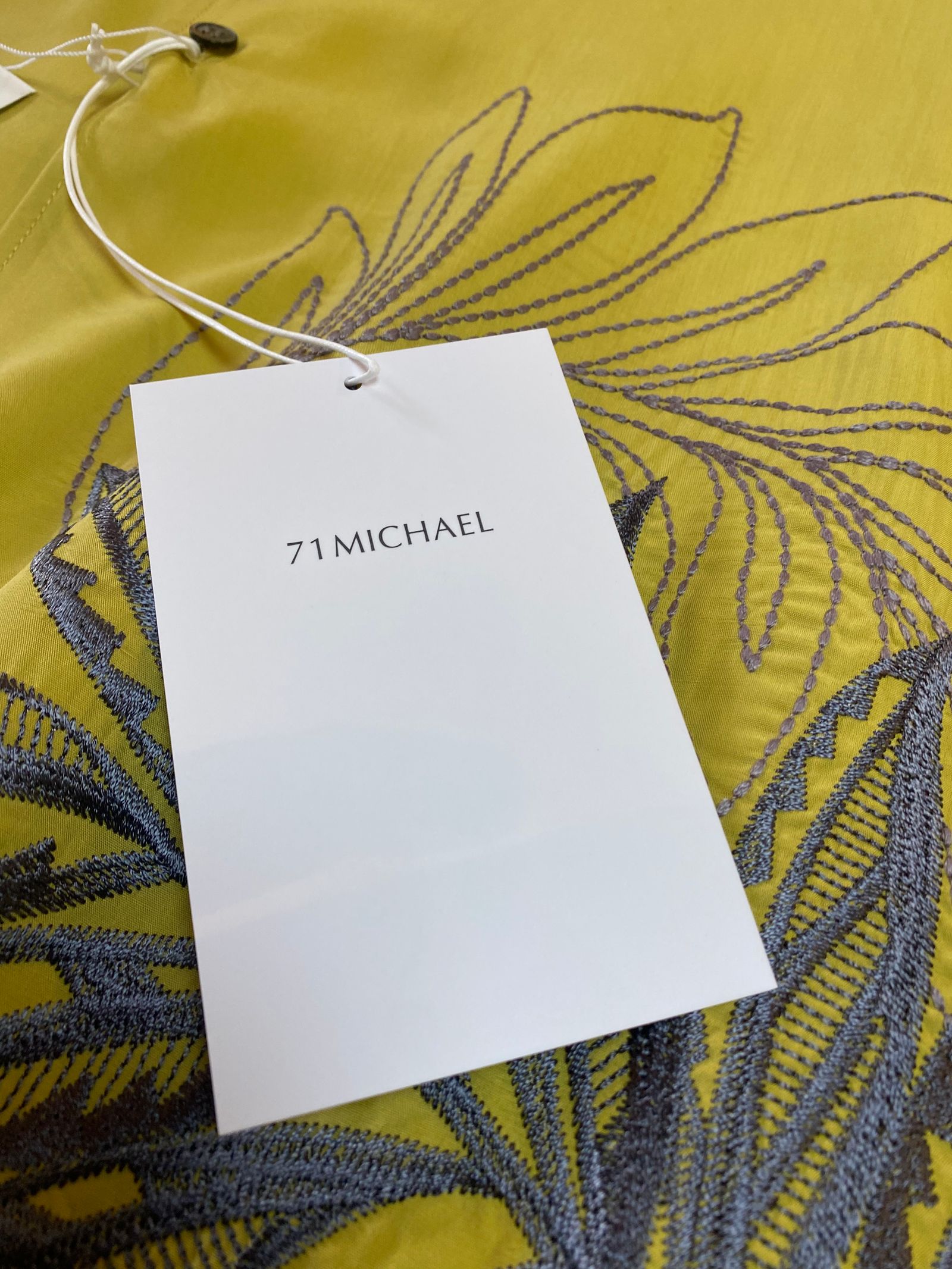 開襟刺繍シャツYellow 【71MICHAEL】