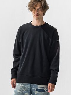 【予約品 9月6日(日) 締切】VELOURS FLEECE THERMAL LOOSE TRAINER / 裏起毛 ハニカムサーマル ルーズトレーナー / ブラック