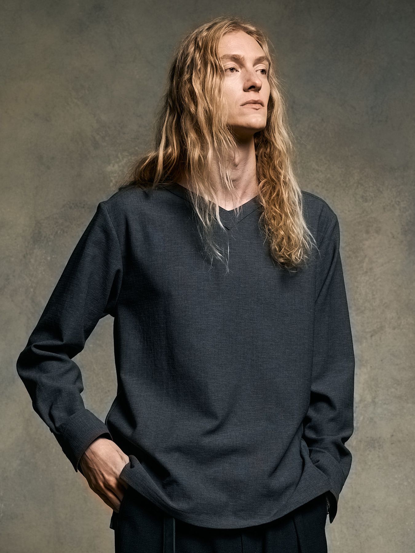 【予約品 9月23日(火) 締切】boat V-neck pullover shirt / ボートVネック プルオーバーシャツ / チャコール