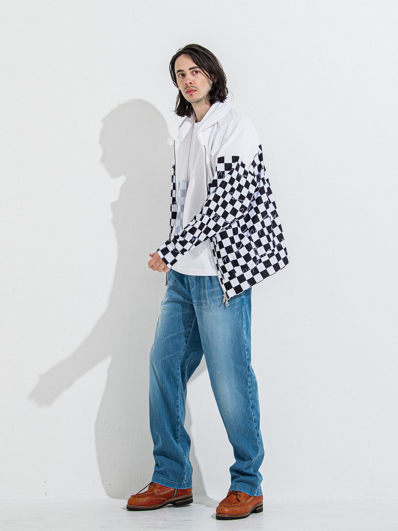 【予約品 】RASH OVER ZIPUP HOODIE / ラッシュガード オーバーサイズジップアップパーカー / チェッカーフラッグ