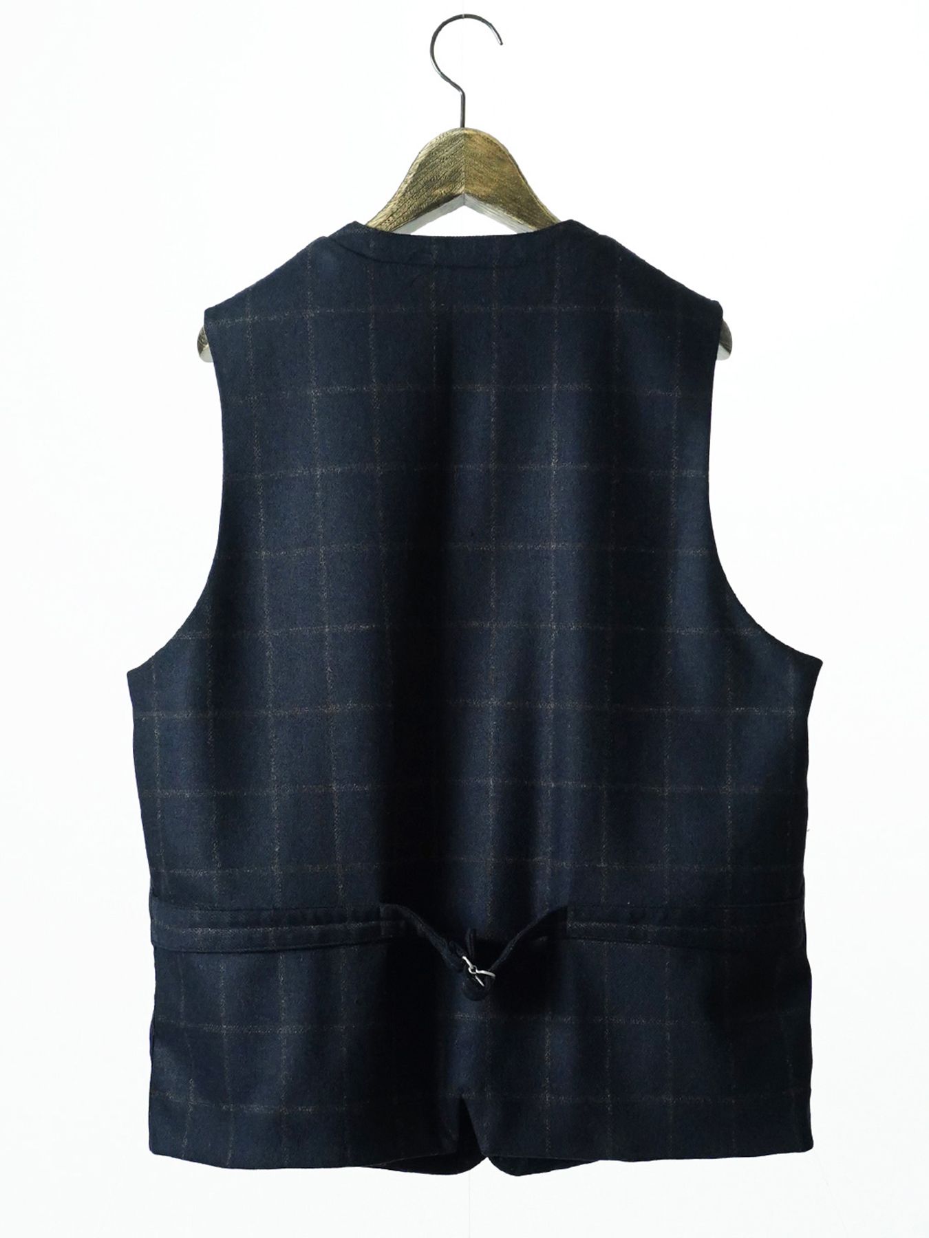 【予約品 7月5日(日) 締切】FRENCH GILET windowpane / ウィンドーペイン ウールベスト / ネイビーチェック