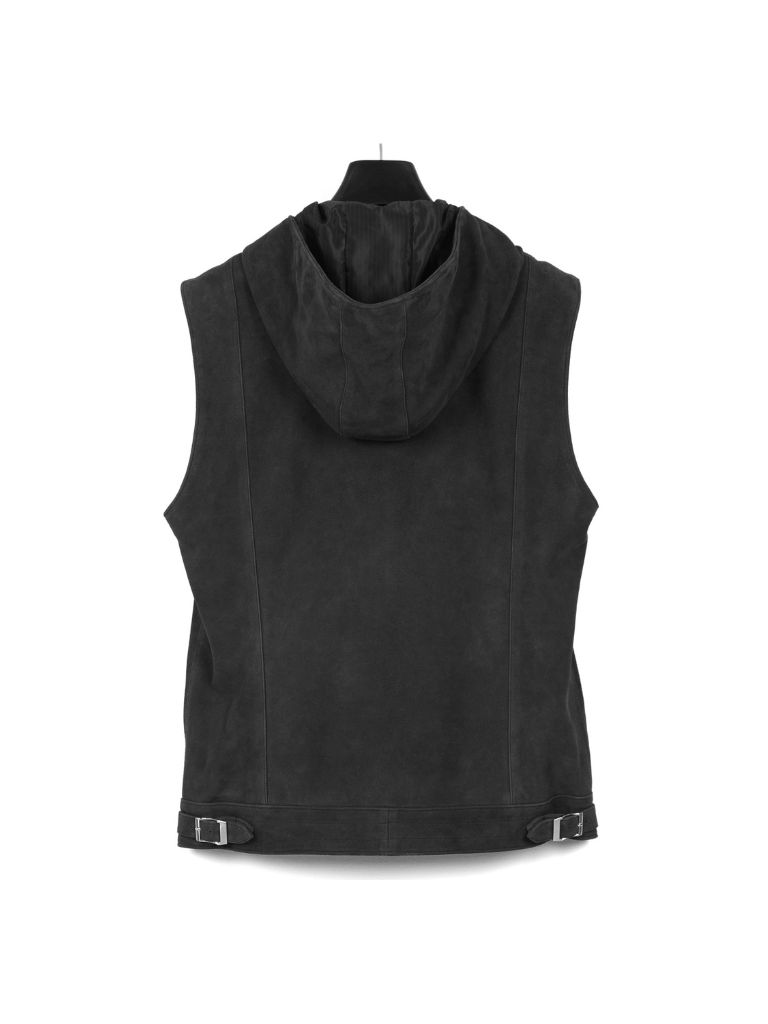 Suede Sheepskin HoodieH Vest / シープ スエード フーディーベスト / SHARON（シャロン） / ブラック