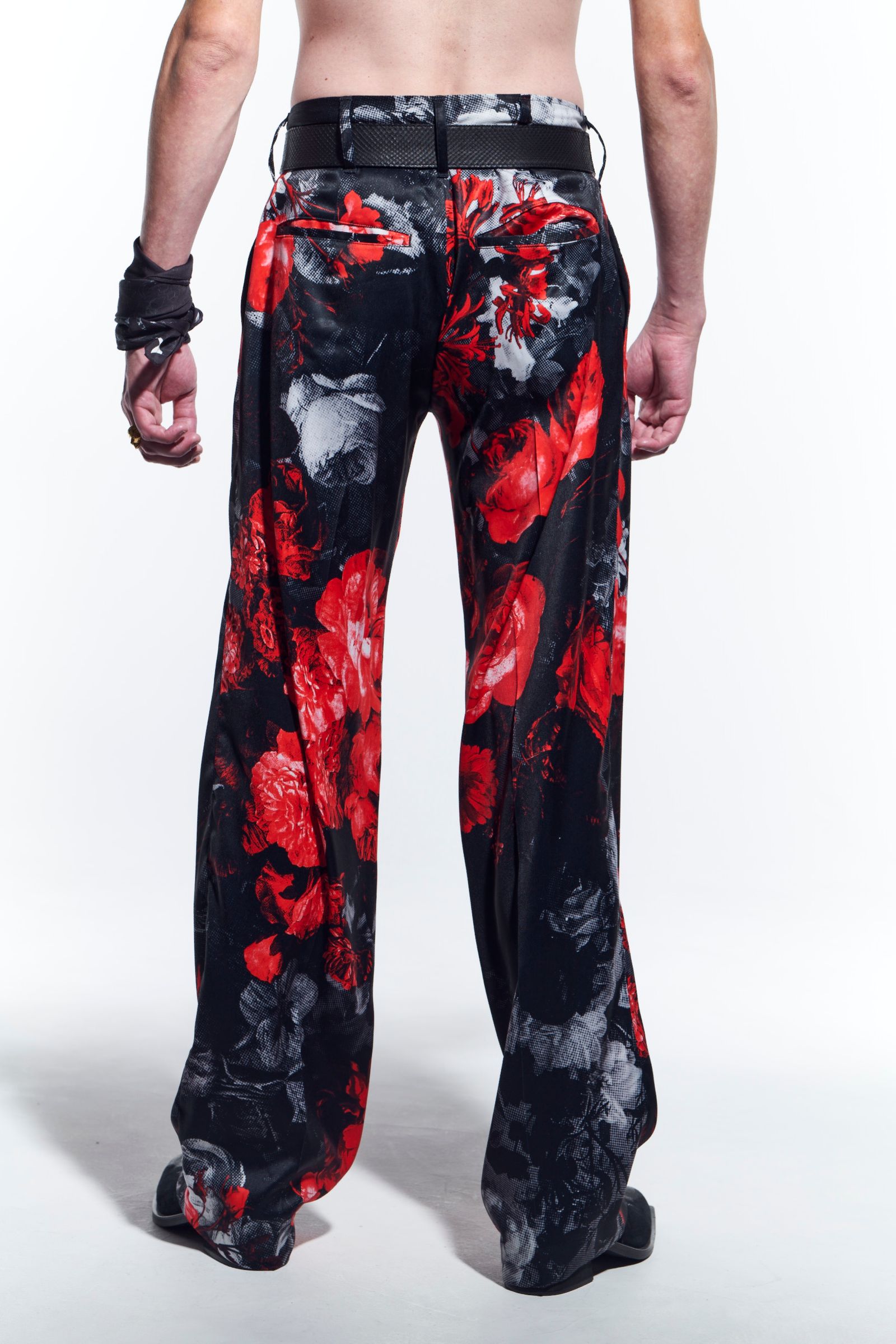 WideSlacks スラックス FloraSatin / Black&Red 【kiryuyrik】