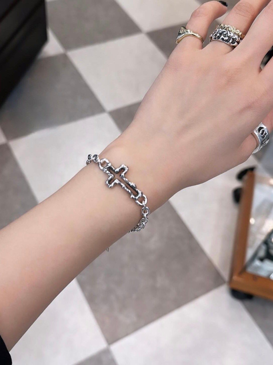 《受注生産》  OPEN CROSS LARGE CHAIN BRACELET / オープンクロスラージチェーンブレスレット         OPEN CROSS LARGE CHAIN BRACELET / オープンクロスラージチェーンブレスレット / 注文から2～3週間後入荷予定