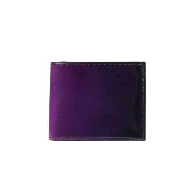 二つ折り財布 イタリア産ベビーカーフ × 国産牛革 PURPLE商品番号 YVP132【 yuhaku】