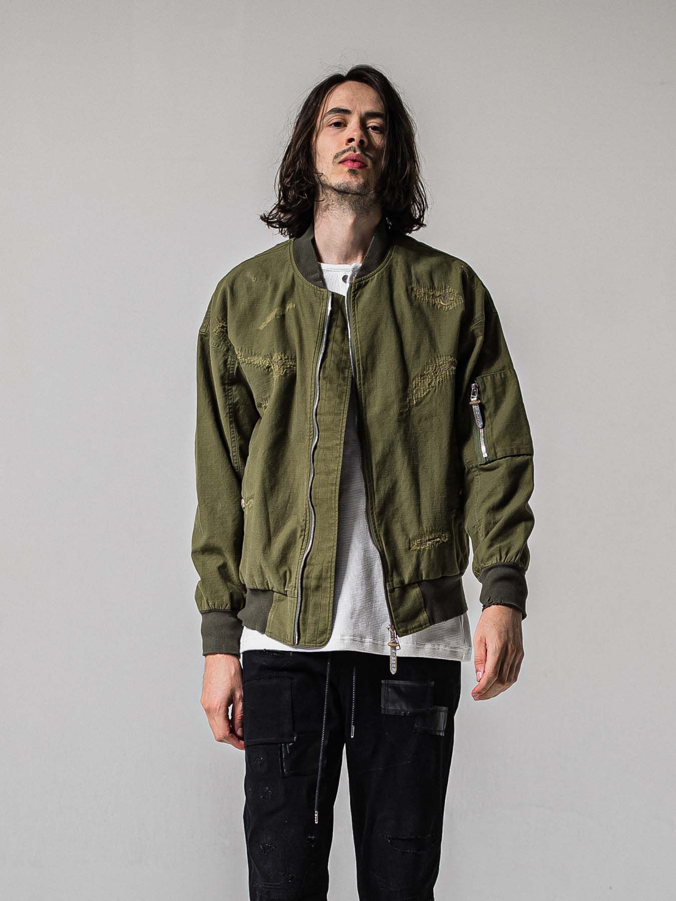 【予約品 11月16日(日) 締切】LIGHT DAVID JACKET / ドロップショルダー フライトジャケット / カーキクラッシュ