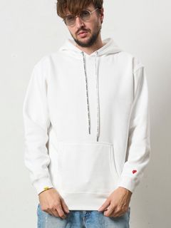 【予約品 5月8日(木) AM10時 締切】 TC裏毛起毛 PEACE AFTER DEATH&マルチパッチワーク プルパーカー / ホワイト