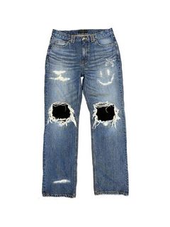 《予約品8月31日 23時55分締め》 CRASH DENIM A / クロスガンスワロフスキー付きデニムパンツ / ブルー 【roarguns 】 2024年2月入荷予定