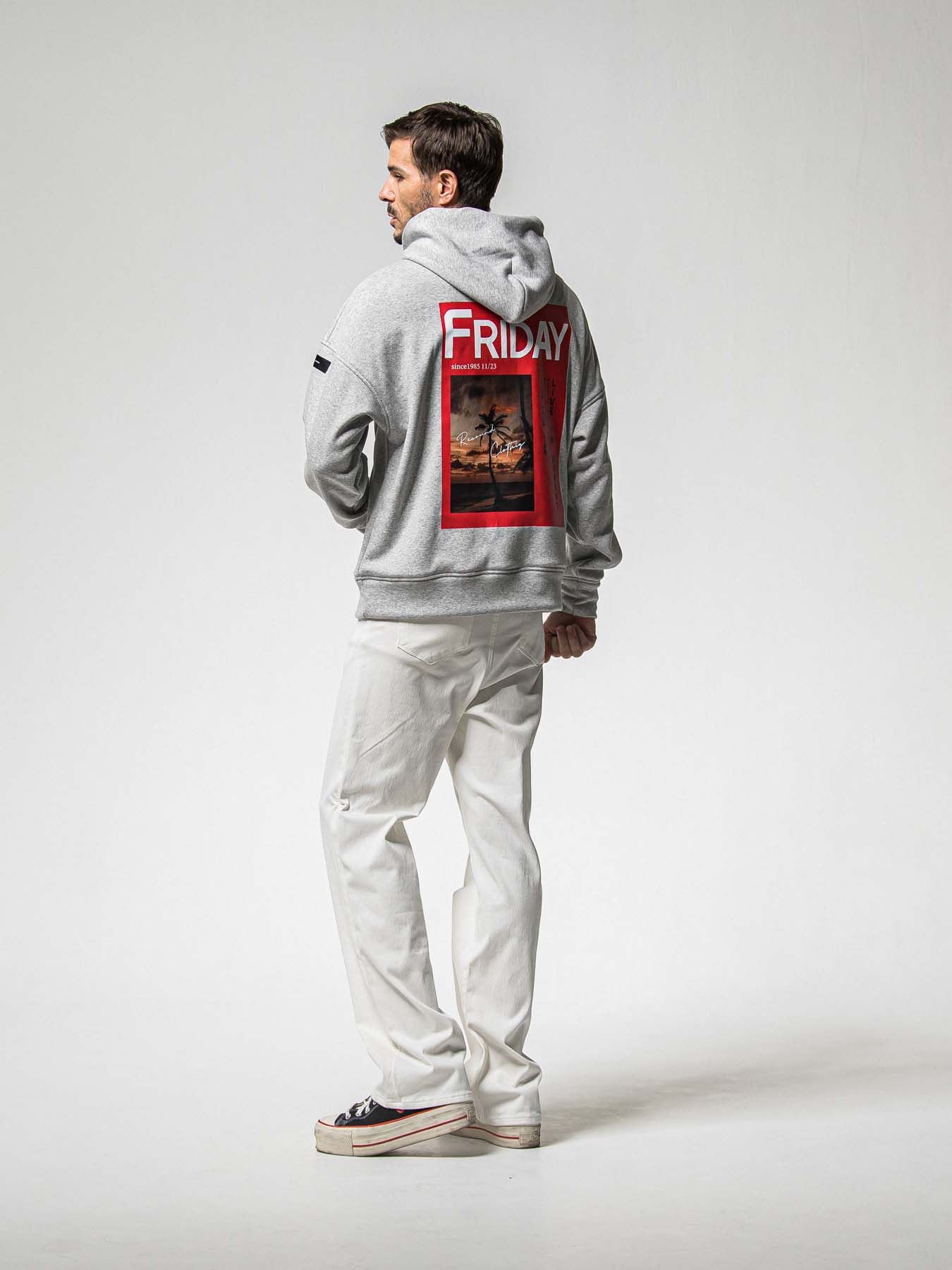 【予約品 8月31日(日) 締切】FRIDAY OLD COVER VEROURS FLEECE HOODIE / FRIDAYコラボ オールドカバー ベロアフリース フーディ / グレー