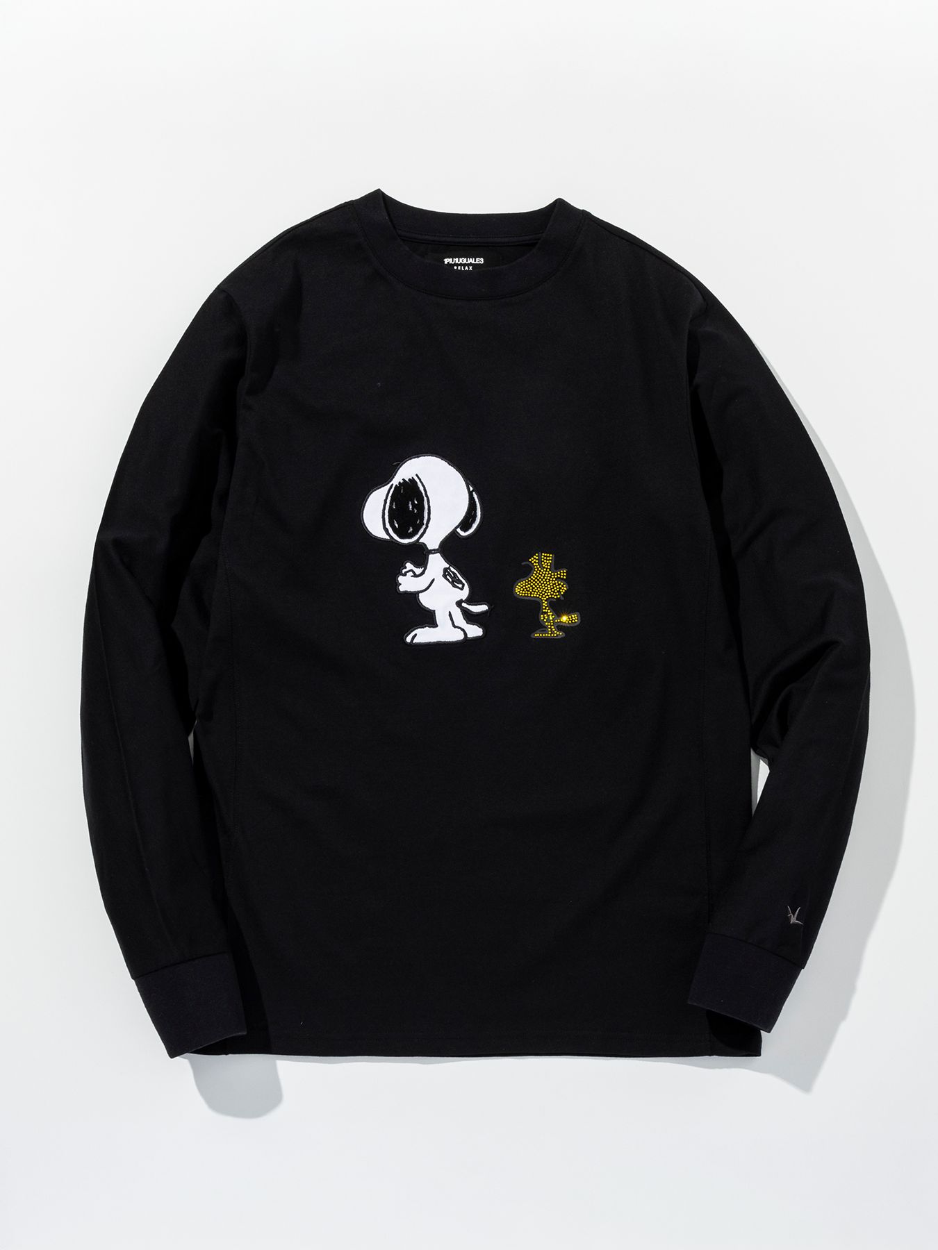 スヌーピー コラボ 長袖Tシャツ / ブラック ラインストーン【PEANUTS × 1PIU1UGUALE3 RELAX】