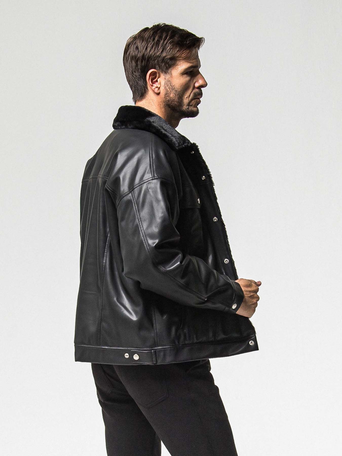【予約品 8月31日(日) 締切】LEATHER FUR OVER G / レザーファーオーバーGジャケット / ブラック