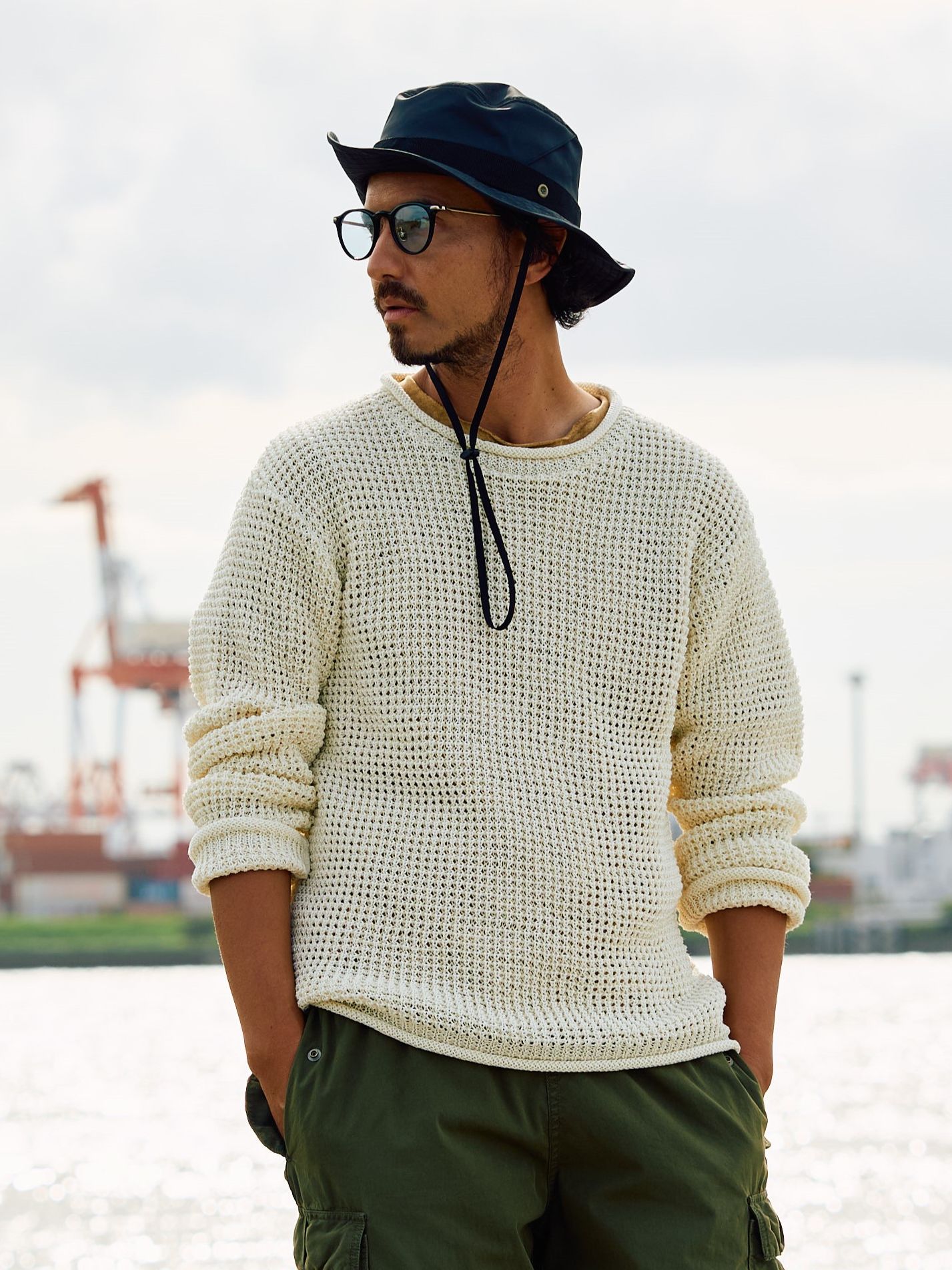 【予約品9月19日 10時締め】 GIMA roll crew knit / クルーネックニット / オフホワイト