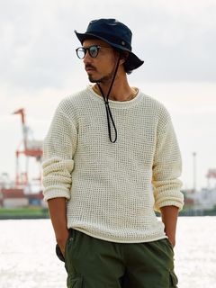 【予約品9月19日 10時締め】 GIMA roll crew knit / クルーネックニット / オフホワイト