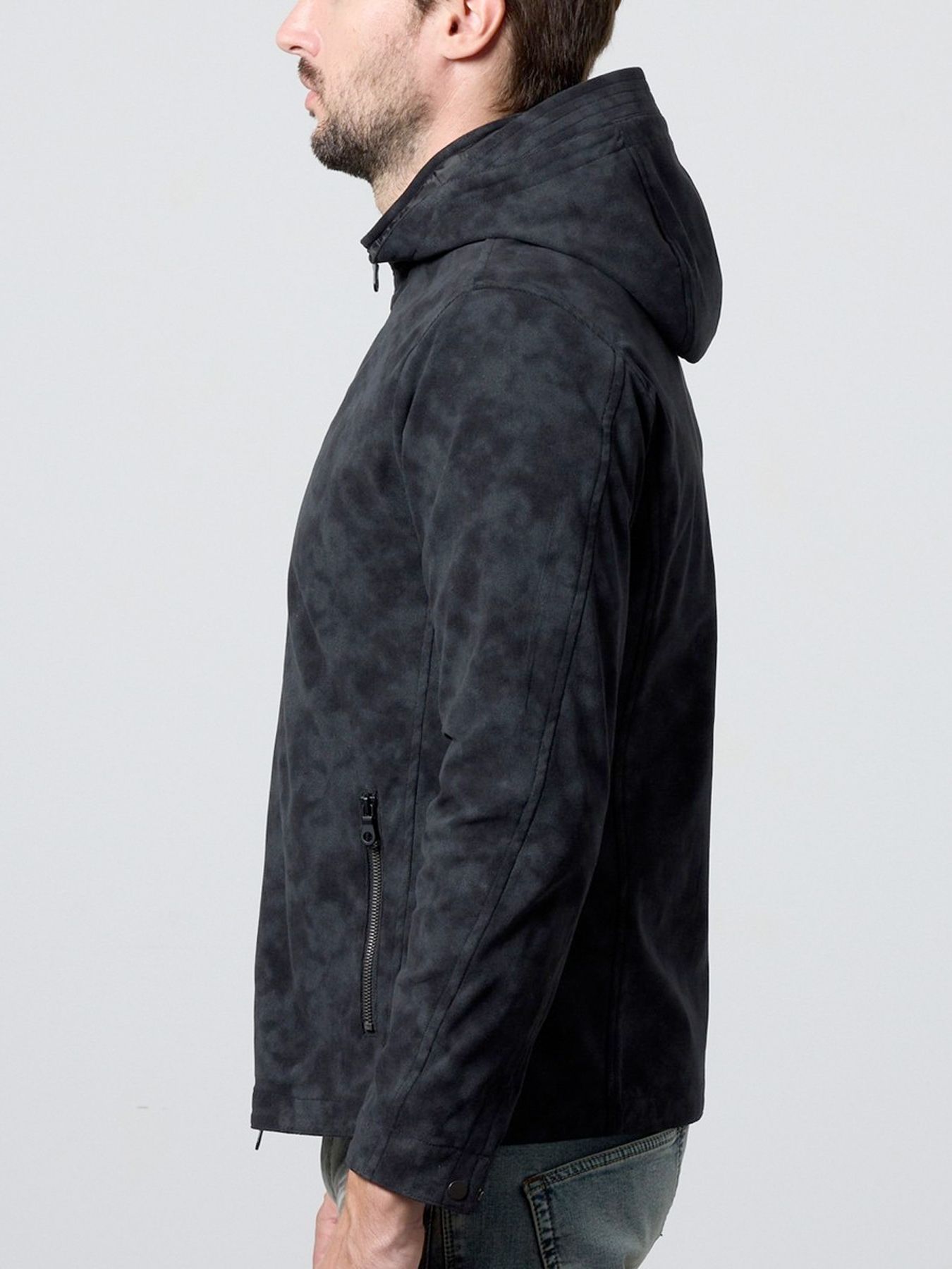 ムラプリントスタンドアップジップブルゾン / ライトグレー【HIDEAWAYS】