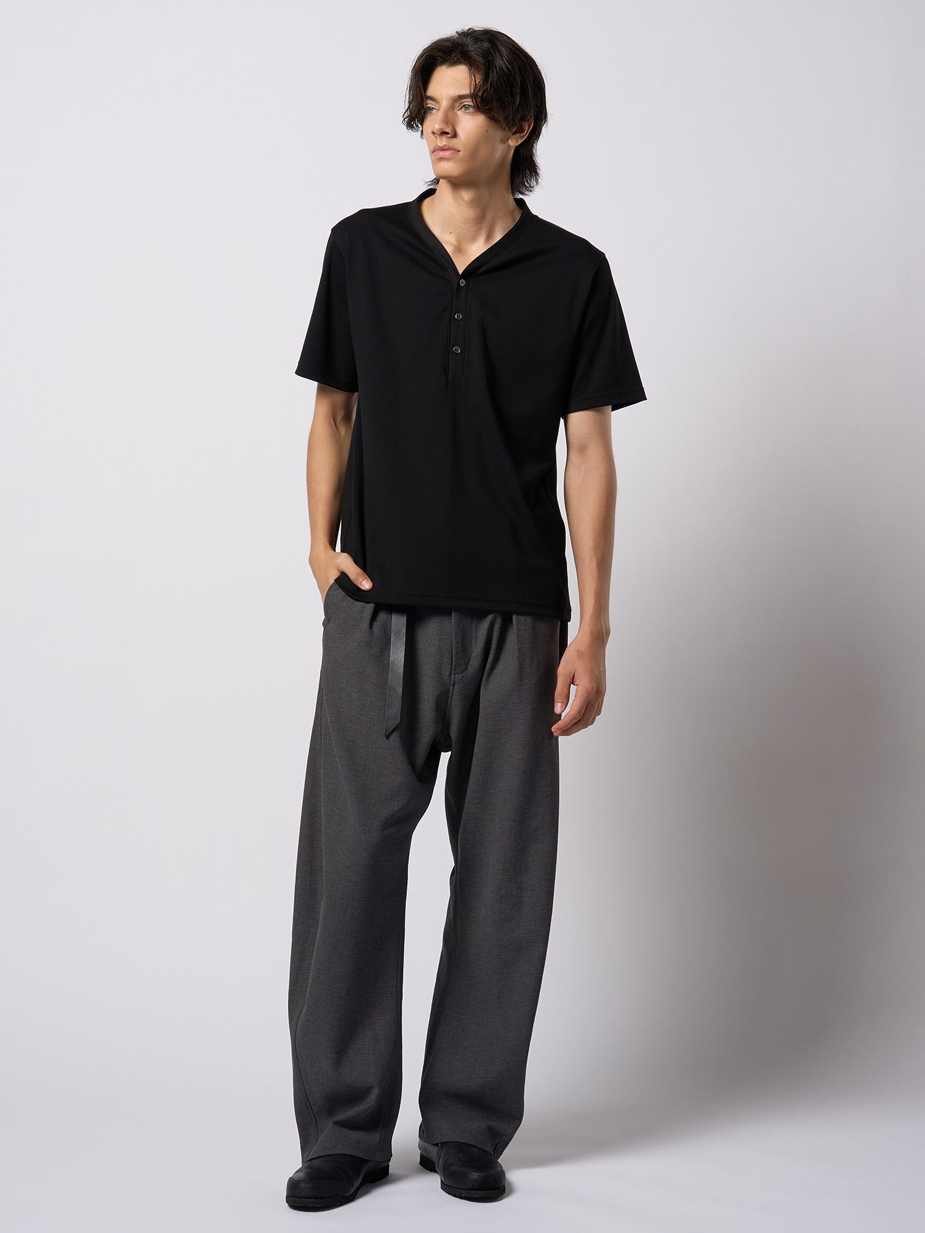 【予約品 9月23日(火) 締切】W-ring long belt / Wリング ロングベルト / グレー