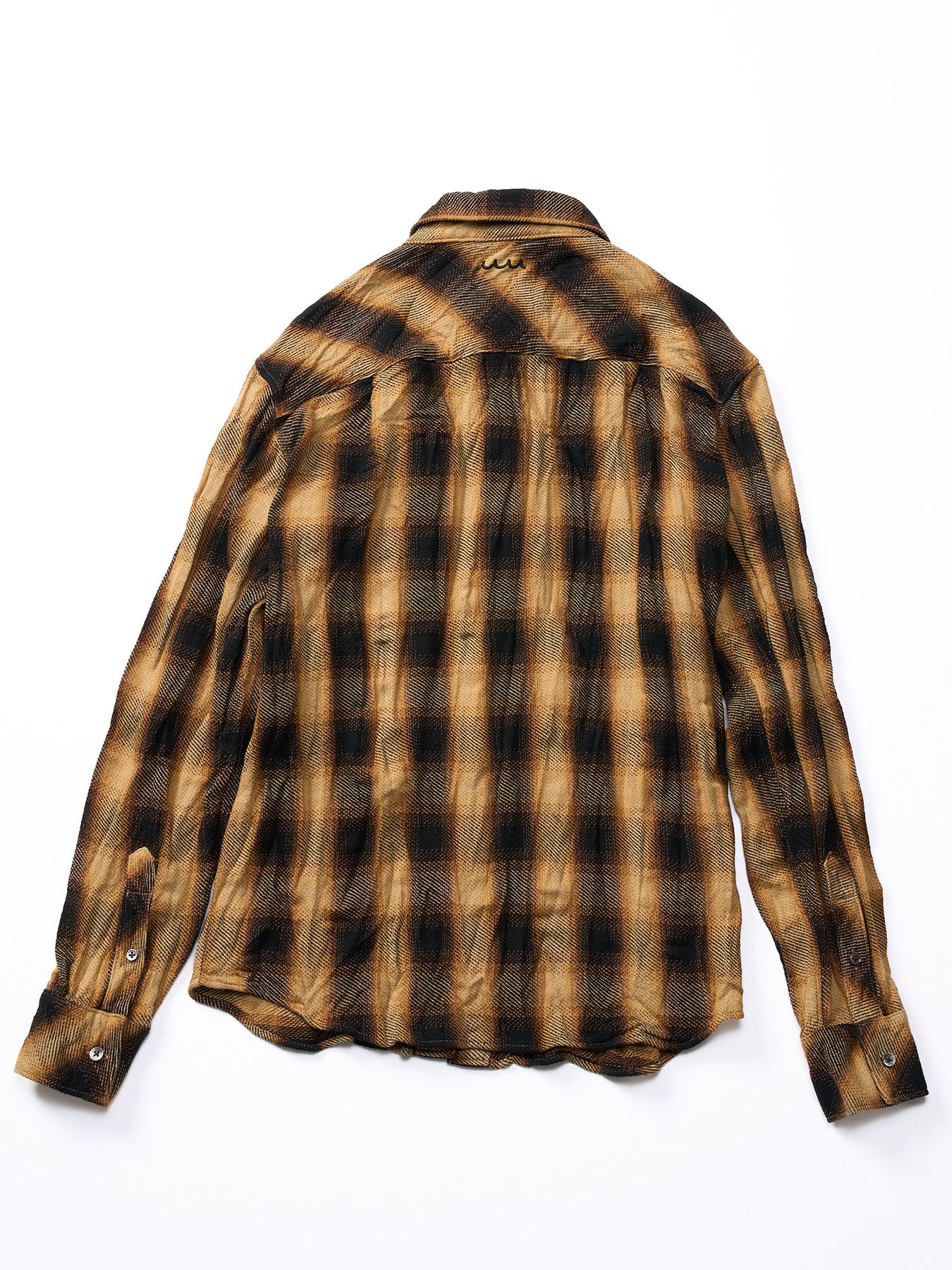 【予約品】muta × wjk collection：twist wrinkle check shirt / シワ加工チェックシャツ / イエローチェック