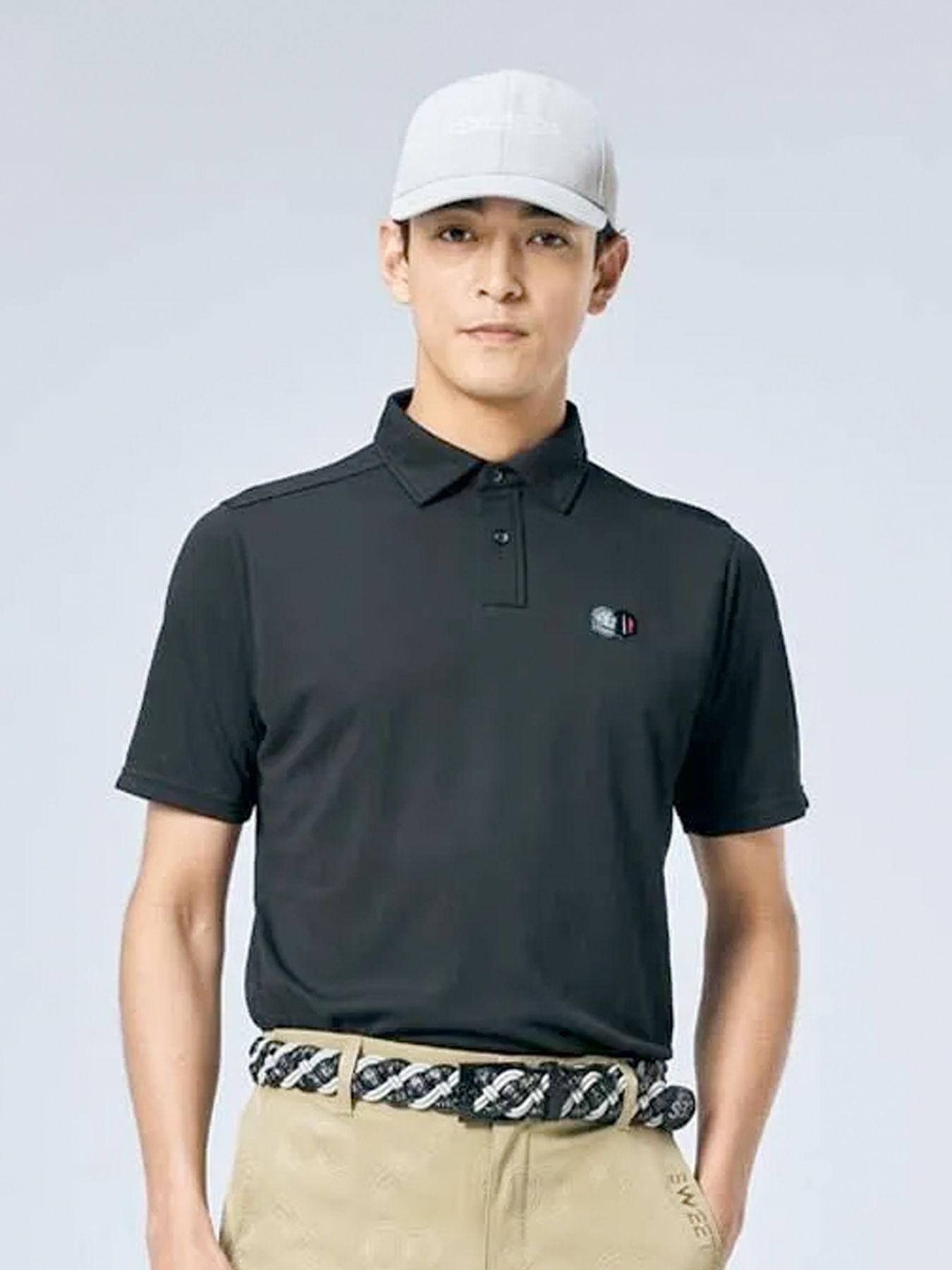 WAVE JQ BACK PRINT POLO / ウェーブ ジャガードバックプリント ポロシャツ / ブラック【SY32 by SWEET YEARS GOLF】