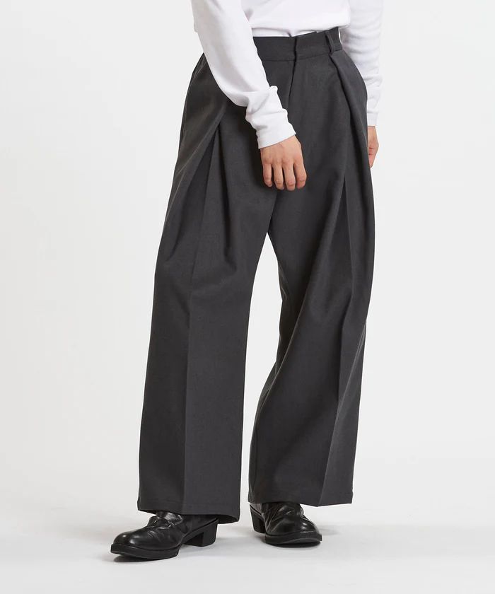 クロスタックワイドトラウザーズ グレー【NOID.】