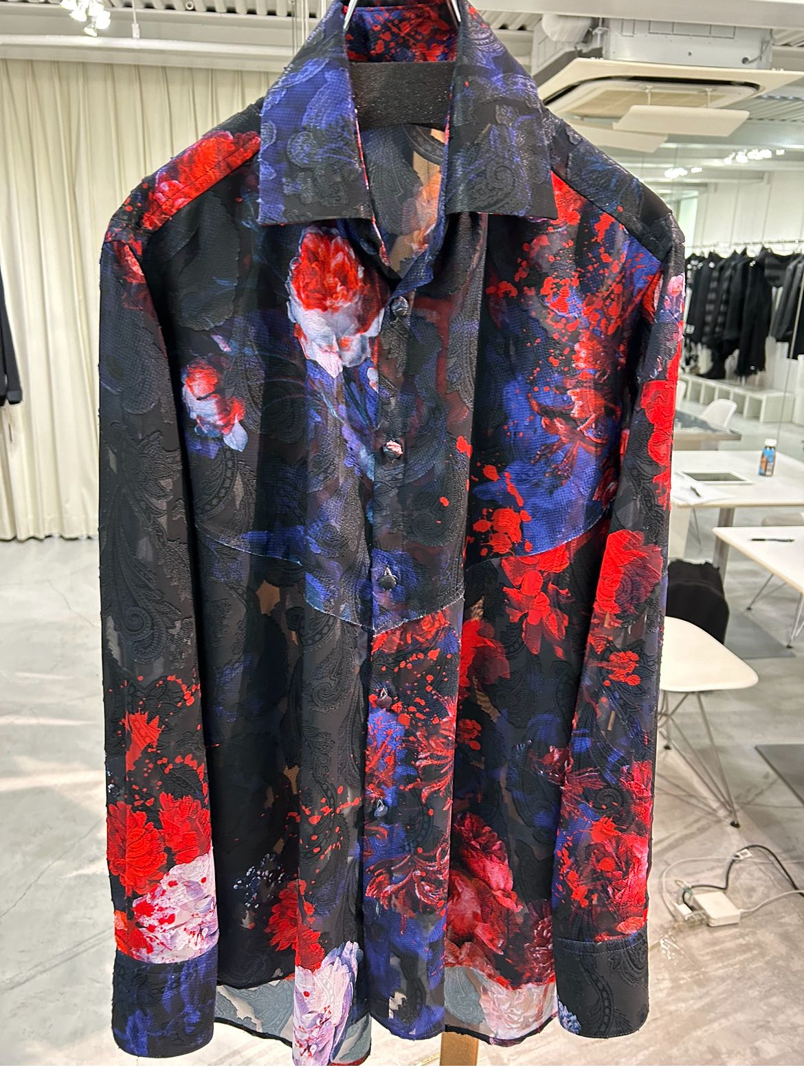 《予約品》 SplashFloraShirt / シャツ / ネイビー＆レッド