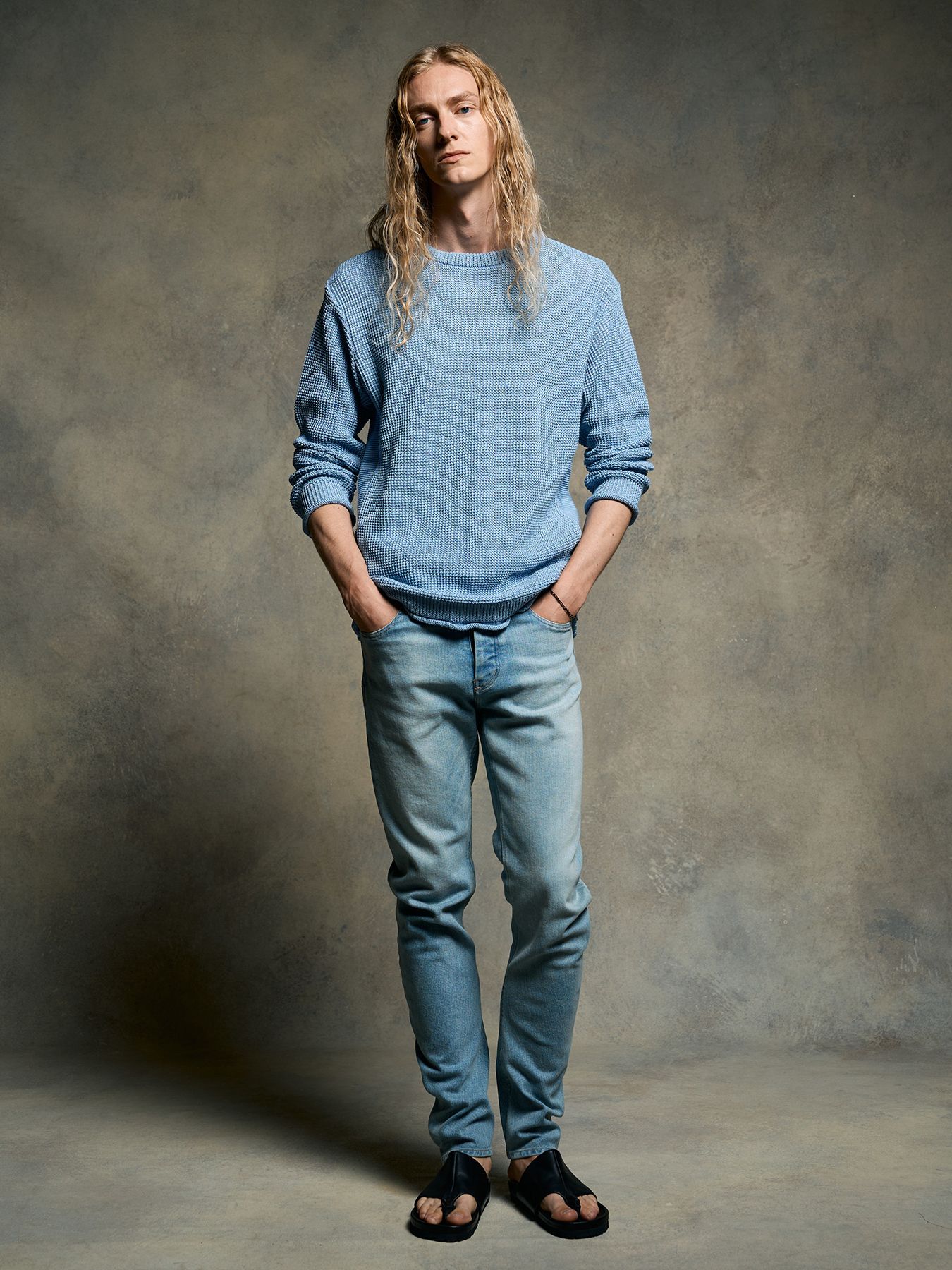 【予約品 9月23日(火) 締切】slim banana denim / スリムバナナデニム / アイスブルー