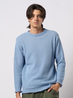 【予約品 9月23日(火) 締切】GIMA crew summer knit / 擬麻クルーサマーニット / ライトブルー
