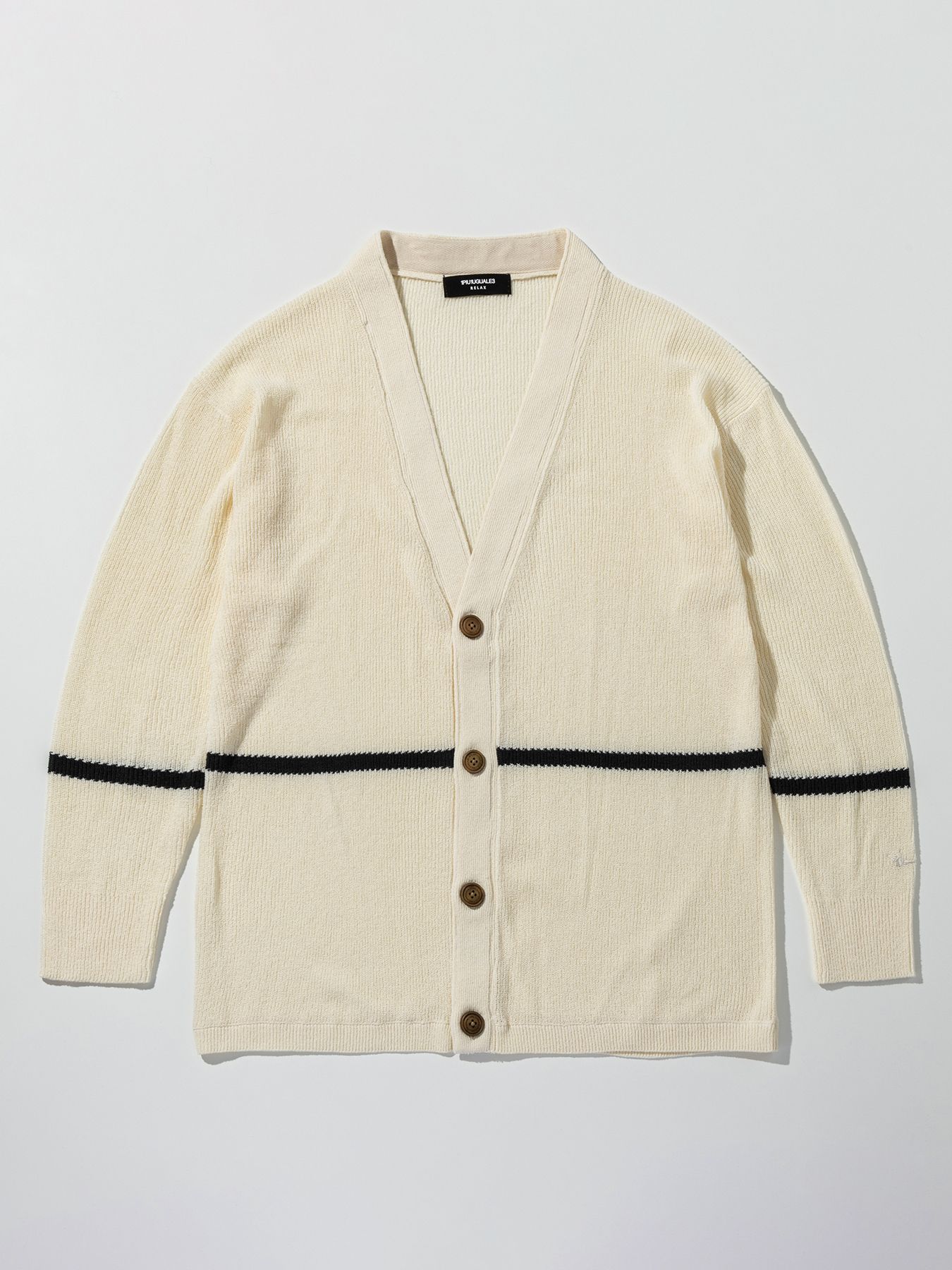 ラインニットカーディガン / ホワイト