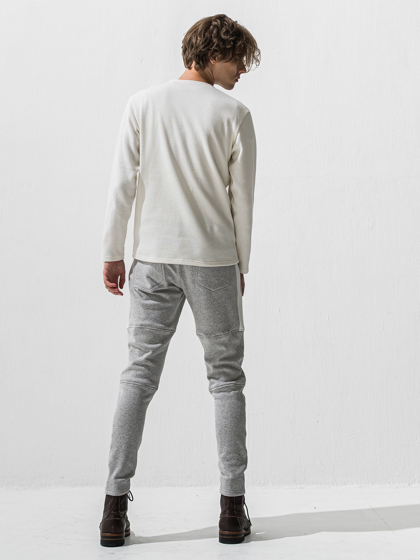 【予約品 9月6日(日) 締切】VELOURS FLEECE THERMAL HENRY / 裏起毛 ハニカムサーマル ヘンリーネック / ホワイト