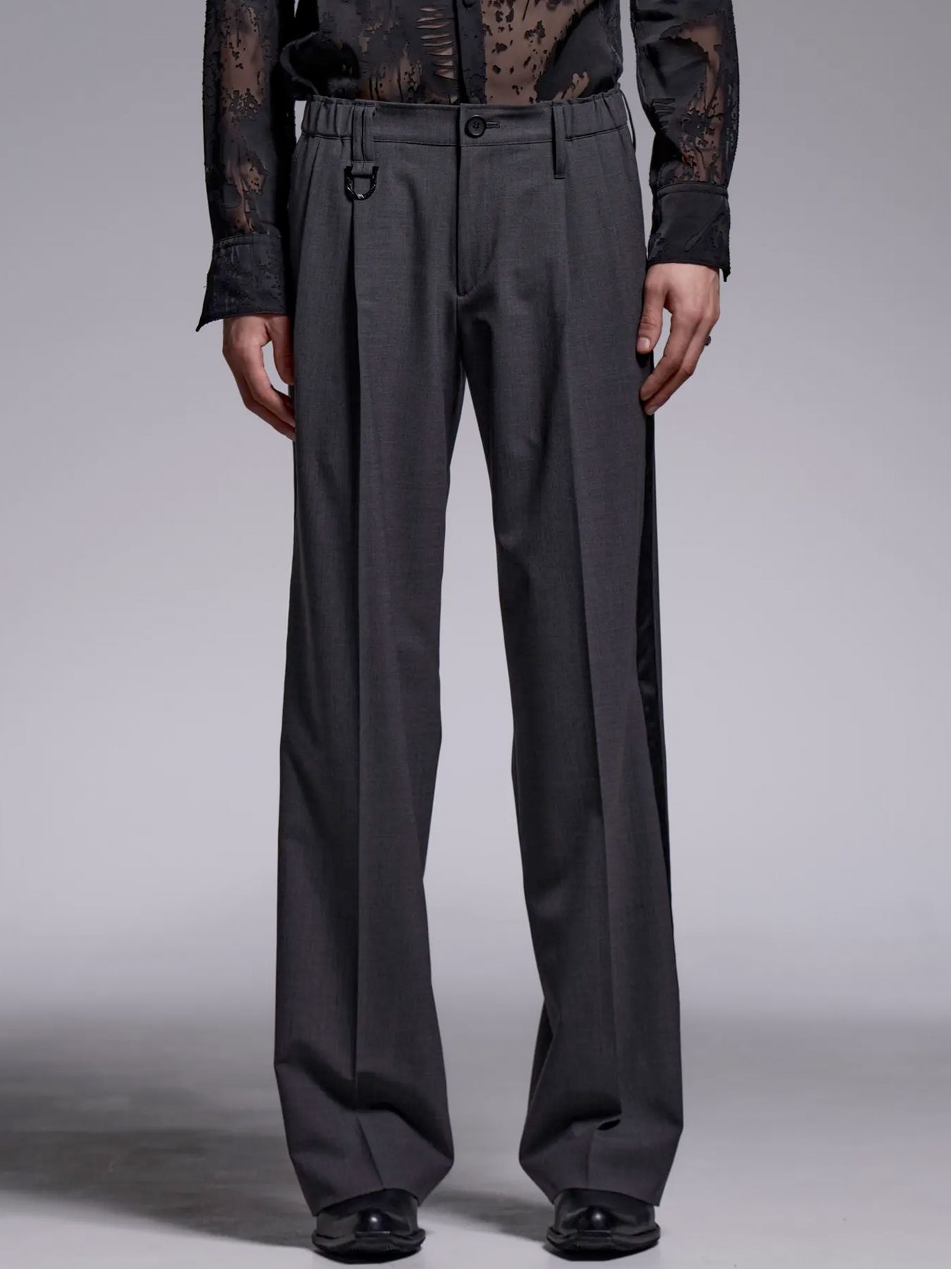 Side Line Wide Slacks / サイドライン ワイドスラックス / グレー