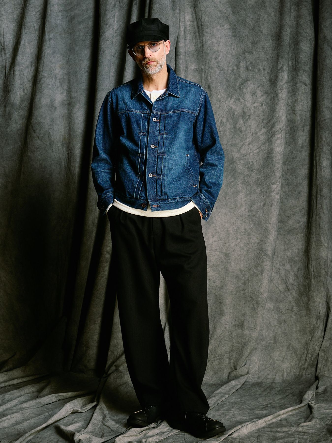 【予約品 4月19日(日) 18時締切】venetian stripe engineer cap / ヴェネツィアン ストライプ エンジニアキャップ / ブラック