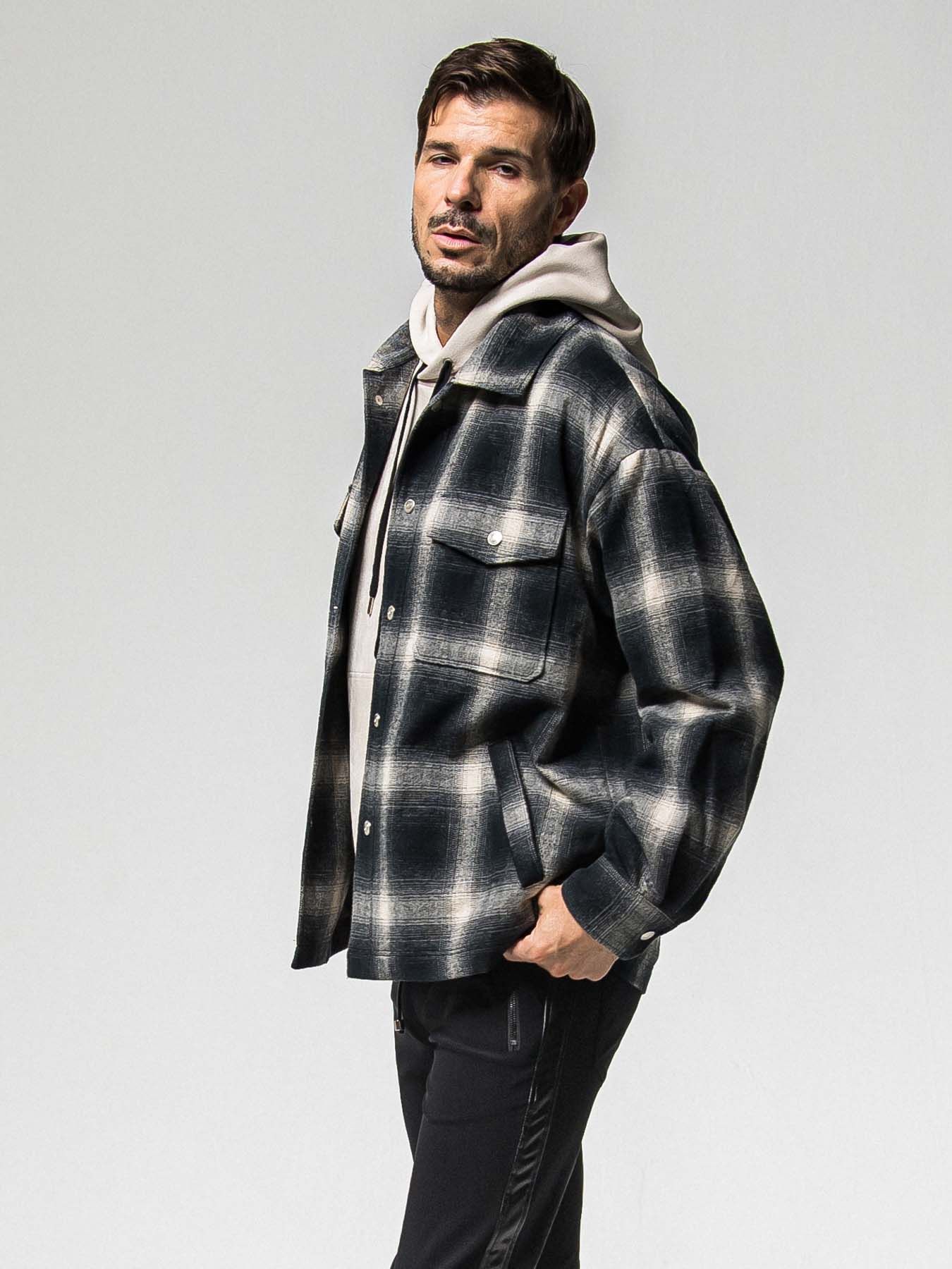 【予約品 8月31日(日) 締切】FLANNEL CHECK JK / フランネルチェック ジャケット / ブラック