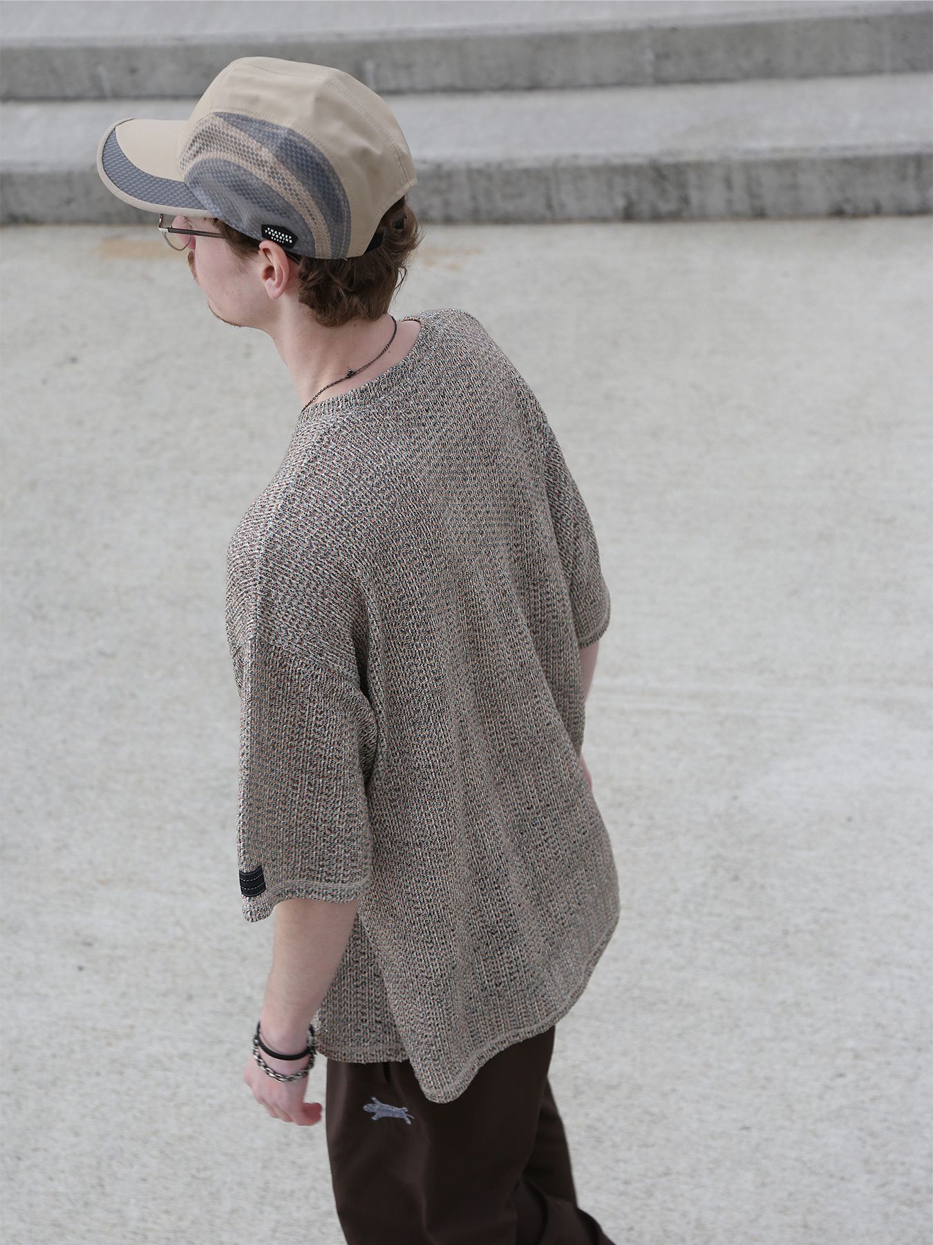 MIXED-MESH KNIT / メッシュニット Tシャツ / ミックスドナチュラル【QUOLT】