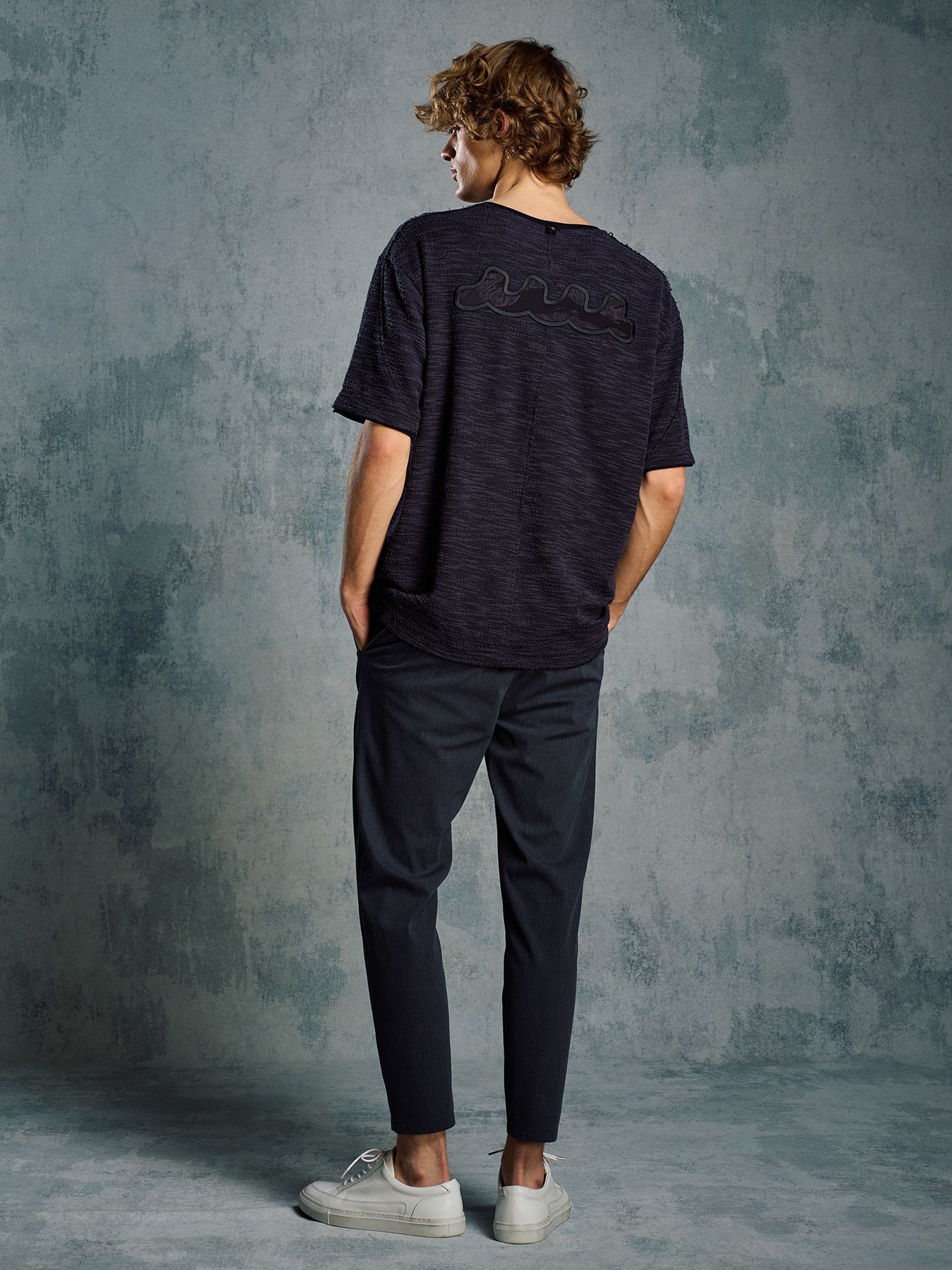 【予約品 1月25日(日) 締切】muta × wjk collection：knit jacquard relax S/S / ニットジャガード リラックスショートスリーブ / ブラック