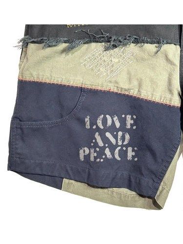 《予約品8月31日 23時55分締め》 DAMAGE SHORTS A スワロフスキークロスガン/ ハーフパンツ / ブラック 【roarguns 】 2024年2月入荷予定