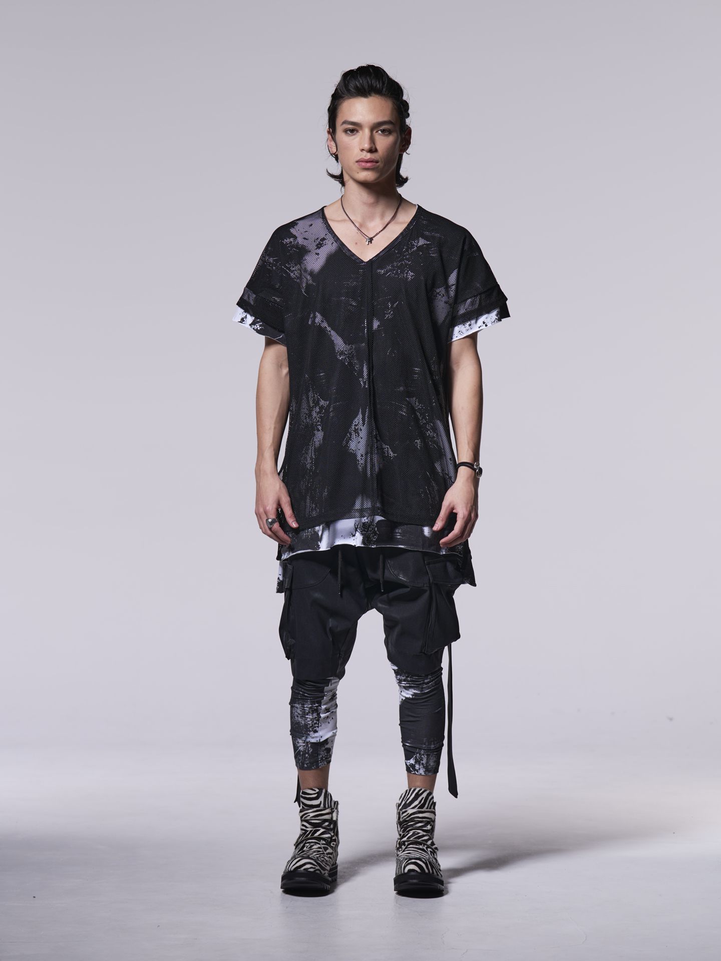 《予約品》 Dolman Layered T-Shirt / ドルマンレイヤードTシャツ / ブラック・ホワイト